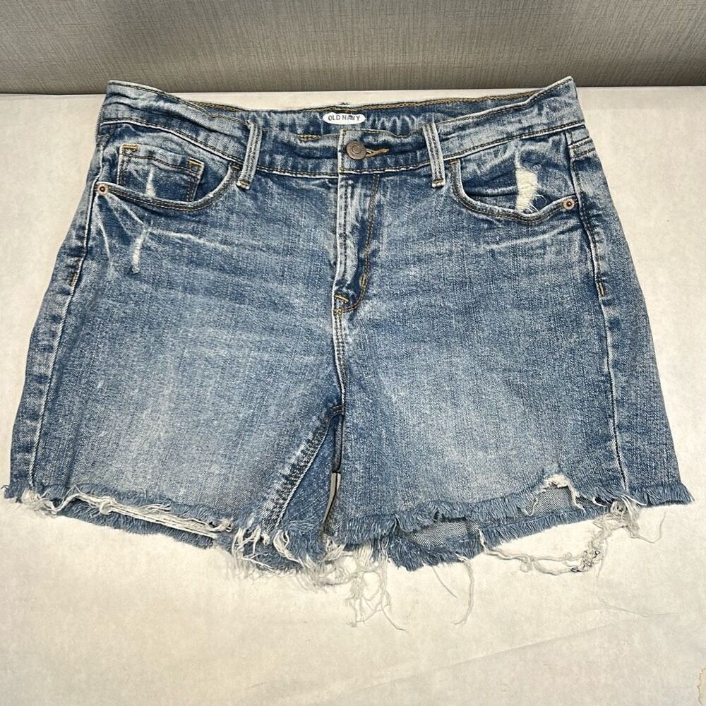 Old Navy Distressed Denim Shorts Cutoffs Sz 6 High Rise 4.5” Inseam Cut Offs